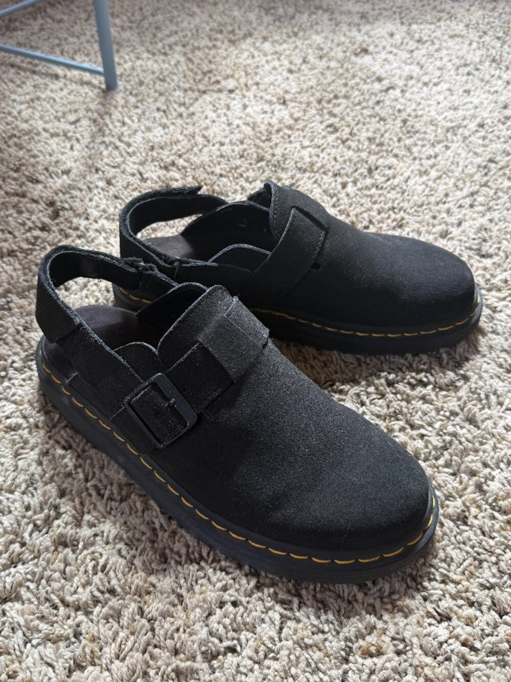 Dr. Martens Black Jorge II Suede Slingback Mules, 8 M/9 W (note: runs large!)